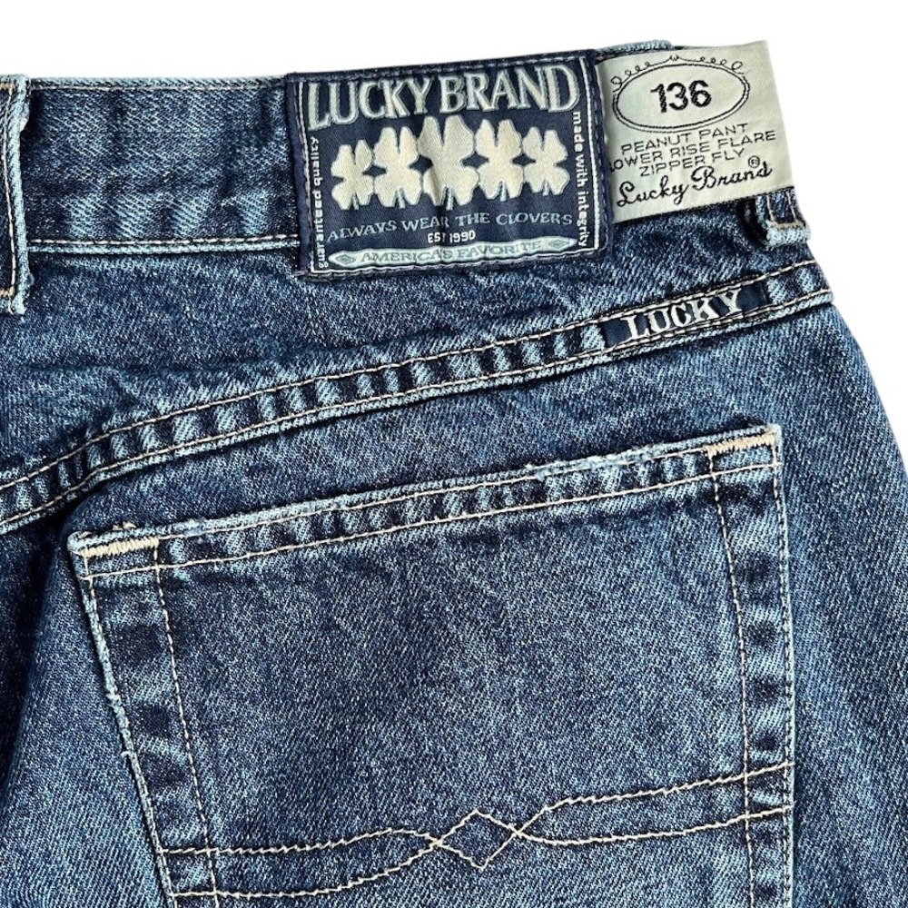 Vintage Lucky Brand 136 Peanut Pant Women's 14 Blue Flare Low Rise Jeans USA - Picture 3 of 12